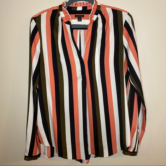 Ann Taylor Striped Long Sleeve Blouse - Picture 1 of 7